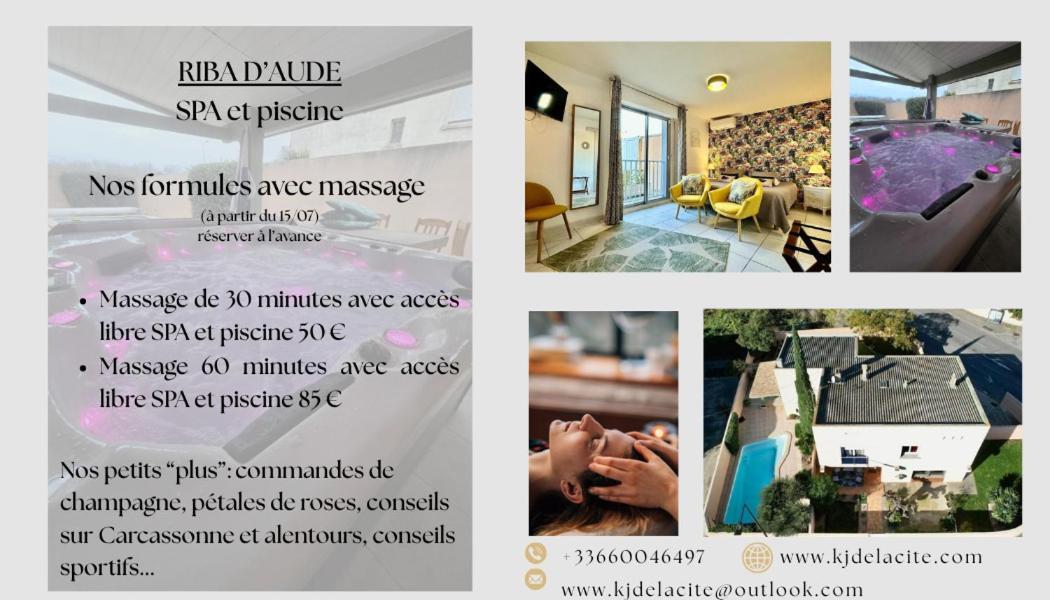 Riba D'Aude Spa Privatif Proximite Aeroport Et De La Cite Medieval Carcassonne Exterior foto